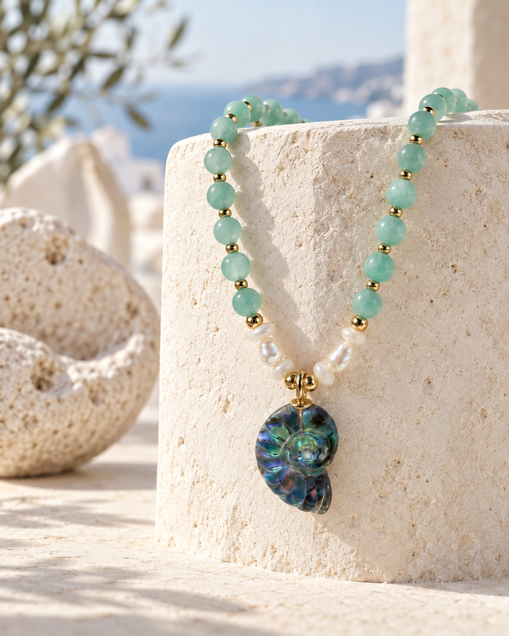 Amazonite Spiral  Necklace