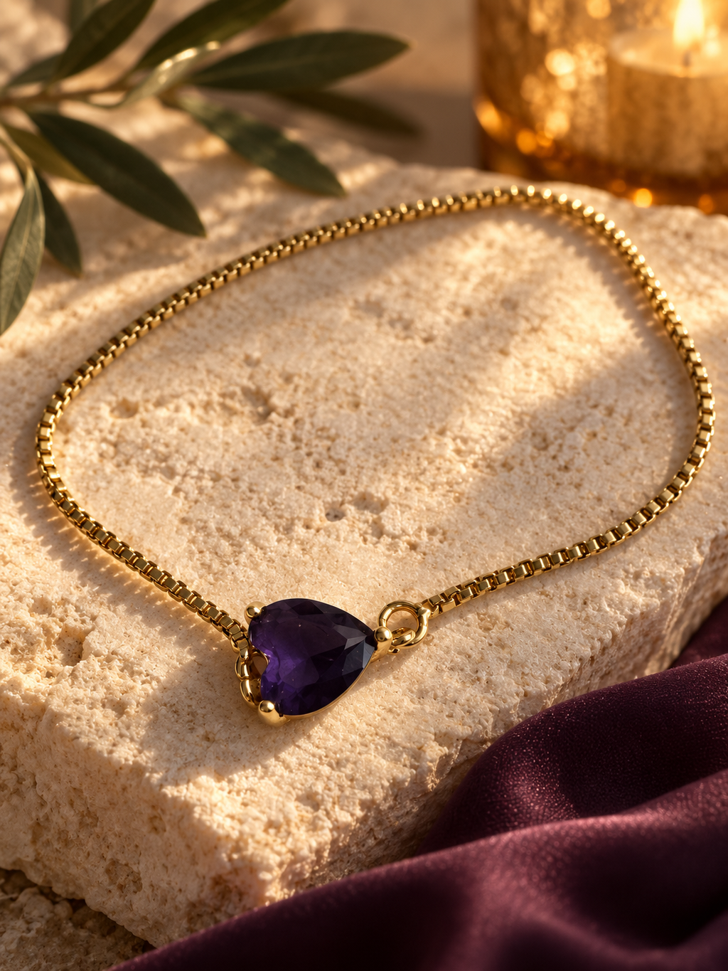 Violet Heart Adjustable Bracelet